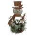 Декоративная фигура "Снеговик в елках" с подсветкой, металл, В 44 см