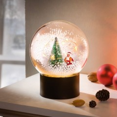 Новогодний декор "Шар - снежная буря" с подсветкой, высота 18 см