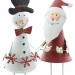 Декоративные фигуры "Санта и Снеговик" металл, 2 штуки, высота 25 см