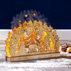 Новогодний декор "Зимняя сказка" со светодиодами, дерево, 28,5х4,5х18,5 см