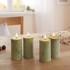 Свечи "Рустикальная зелень" натуральный воск, 4 штуки